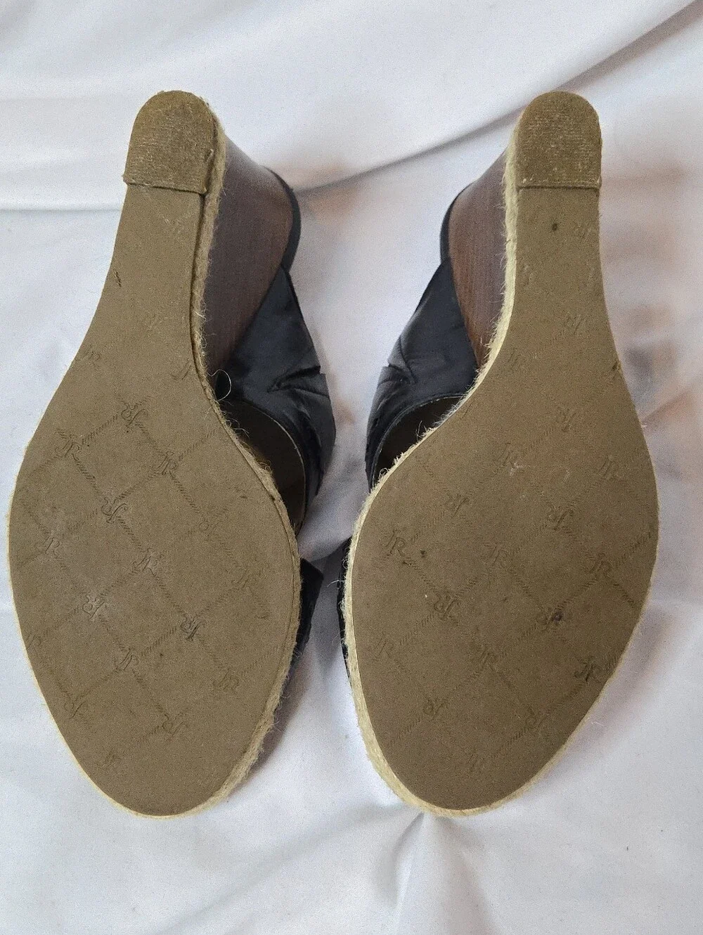 Jack Rogers Sophia Black Leather Women's 8 Espadrille Wedge Slide Sandals - Picture 8 of 9